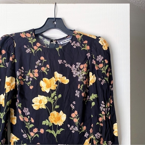 Reformation Dress Creed Midi Slit Floral Cutout Keyhole Marseille 4 EUC - Picture 7 of 13